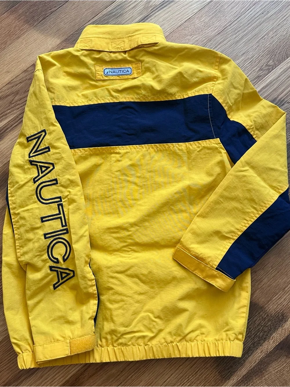 Nautica Boys XL 7 Yellow Navy Blue Windbreaker Water Resistant Jacket Nylon